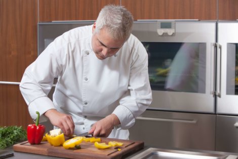 Professional caterer preparing food